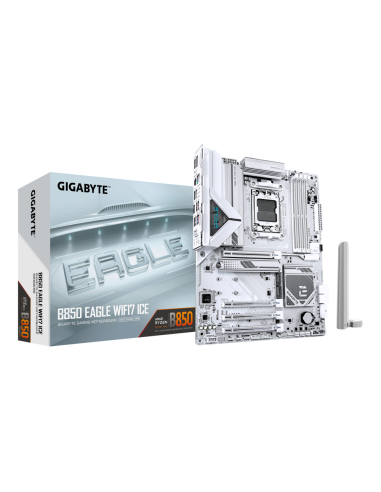GIGABYTE B850 EAGLE WIFI7 ICE Placa base - Procesadores AMD Ryzen serie 9000, VRM digital de 8+2+2 fases, hasta 8200 MHz DDR5 (O