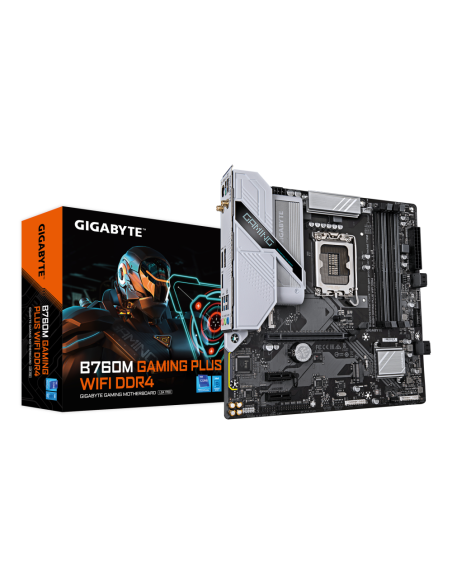 GIGABYTE B760M GAMING PLUS WIFI DDR4 Placa base - Compatible con procesadores Intel Core de 14ª generación, VRM de 4+1+1 fases, 