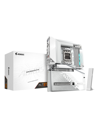 GIGABYTE X870 AORUS STEALTH ICE Placa Base – Compatible con procesadores AMD Ryzen 9000, VRM digital de 16+2+2 fases, hasta 8200