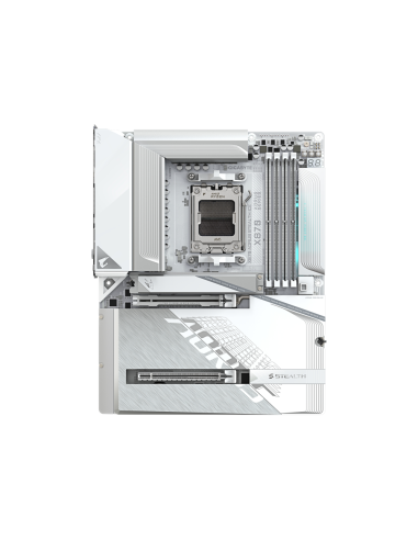 GIGABYTE X870 AORUS STEALTH ICE Placa Base – Compatible con procesadores AMD Ryzen 9000, VRM digital de 16+2+2 fases, hasta 8200