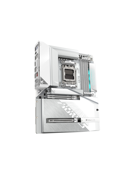 GIGABYTE X870 AORUS STEALTH ICE Placa Base – Compatible con procesadores AMD Ryzen 9000, VRM digital de 16+2+2 fases, hasta 8200