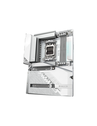 GIGABYTE X870 AORUS STEALTH ICE Placa Base – Compatible con procesadores AMD Ryzen 9000, VRM digital de 16+2+2 fases, hasta 8200