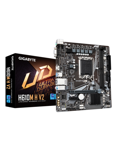 GIGABYTE H610M H V2 Placa base - Compatible con procesadores Intel Core 14th CPUs, 4+1+1 Hybrid Digital VRM, up to 5600MHz DDR5,