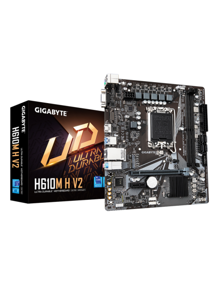 GIGABYTE H610M H V2 Placa base - Compatible con procesadores Intel Core 14th CPUs, 4+1+1 Hybrid Digital VRM, up to 5600MHz DDR5,
