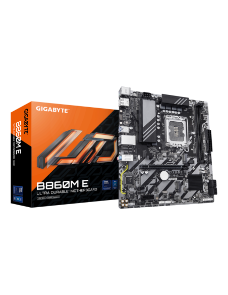 GIGABYTE B860M E Placa Base - Procesadores Intel Core Ultra Series, VRM de 4+1+2 fases, hasta 8800MHz DDR5 (O.C), 2xPCIe 4.0 M.2