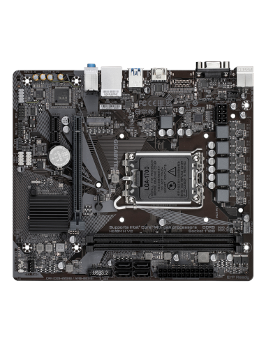 GIGABYTE H610M H V2 Placa base - Compatible con procesadores Intel Core 14th CPUs, 4+1+1 Hybrid Digital VRM, up to 5600MHz DDR5,