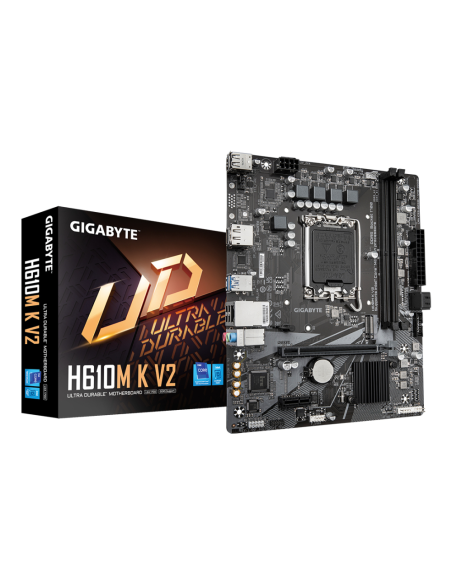 GIGABYTE H610M K V2 Placa base - Procesadores Intel Core 14ª generación, hasta 5600 MHz DDR5, 1xPCIe 3.0 M.2, LAN 1GbE, USB 3.2 