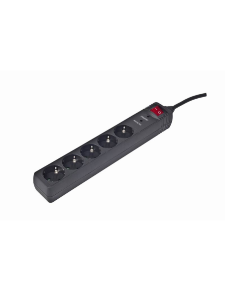 Gembird SPG5-C-5 base múltiple 1,5 m 5 salidas AC Negro