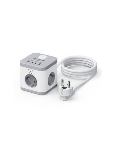 Ewent EW3863 base múltiple 1,5 m 3 salidas AC Interior Gris, Blanco