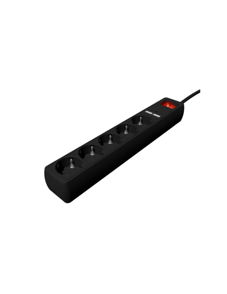 Gembird SPG5-U2-5-02 base múltiple 1,5 m 5 salidas AC Interior Negro