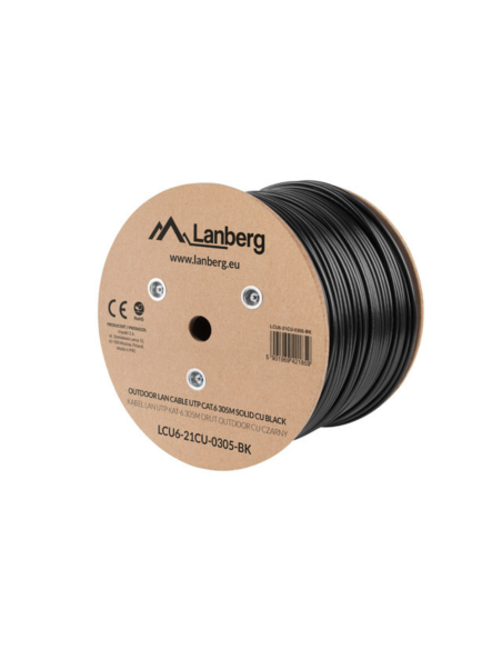 Lanberg LCU6-21CU-0305-BK cable de red Negro 305 m Cat6 U/UTP (UTP)