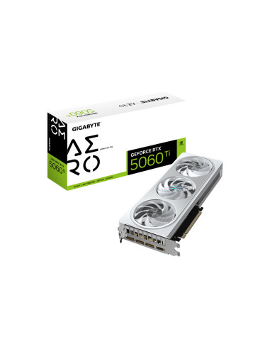 GIGABYTE GeForce RTX 5060 Ti AERO OC 8G Tarjeta Gráfica – 8 GB GDDR7, 128 bits, PCI-E 5.0, 2647 MHz Frecuencia del núcleo, 3 x D