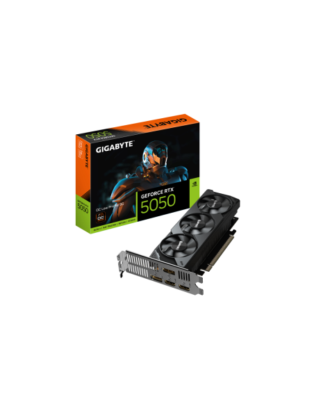 GIGABYTE GeForce RTX 5050 OC Low Profile 8G Tarjeta Gráfica - 8GB GDDR6, 128bit, PCI-E 5.0, 2587MHz Frecuencia del núcleo, 2 x D