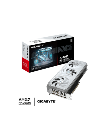 GIGABYTE Radeon RX 9070 XT GAMING OC ICE 16G Tarjeta Gráfica - 16GB GDDR6, 256bit, PCI-E 5.0, 3060 MHz Frecuencia del núcleo, 2 