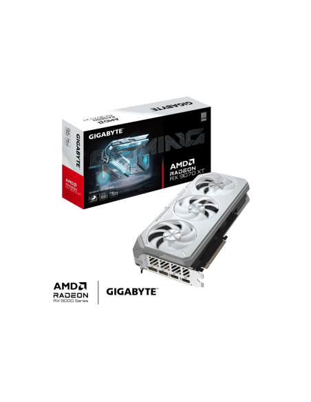 GIGABYTE Radeon RX 9070 XT GAMING OC ICE 16G Tarjeta Gráfica - 16GB GDDR6, 256bit, PCI-E 5.0, 3060 MHz Frecuencia del núcleo, 2 
