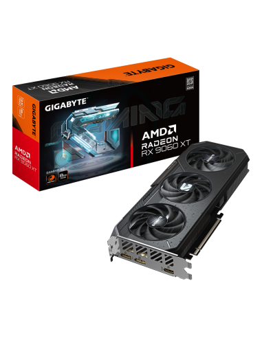 GIGABYTE Radeon RX 9060 XT GAMING 8G Tarjeta Gráfica - 8GB GDDR6, 128bit, PCI-E 5.0, 3130 MHz Frecuencia del núcleo, 2 x Display