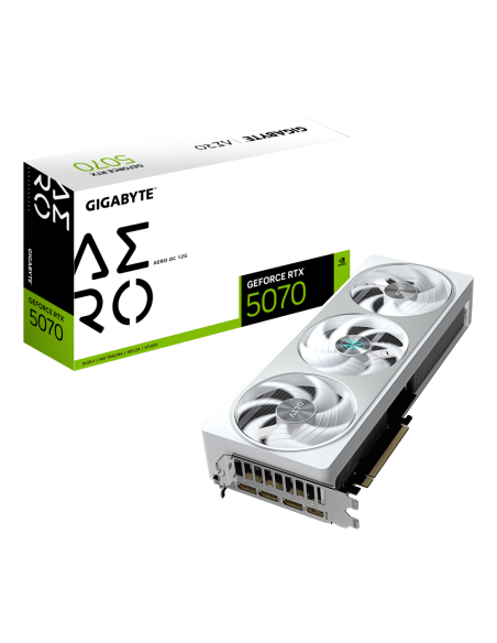GIGABYTE GeForce RTX 5070 AERO OC 12G Tarjeta Gráfica - 12GB GDDR7, 192 bits, PCI-E 5.0, 2625 MHz Core Clock, 3 x DP 2.1a, 1 x H