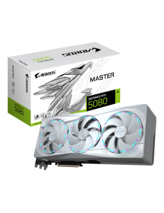 GIGABYTE AORUS GeForce RTX 5080 MASTER ICE 16G Tarjeta Gráfica - 16GB GDDR7, 256 bits, PCI-E 5.0, 2805MHz Core Clock, 3 x DP 2.1