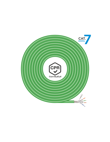 AISENS Cable de Red RJ45 LSZH CPR Cca CAT.7 600 MHZ S/FTP AWG23, Verde, 500 m