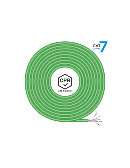 AISENS Cable de Red RJ45 LSZH CPR Cca CAT.7 600 MHZ S/FTP AWG23, Verde, 500 m