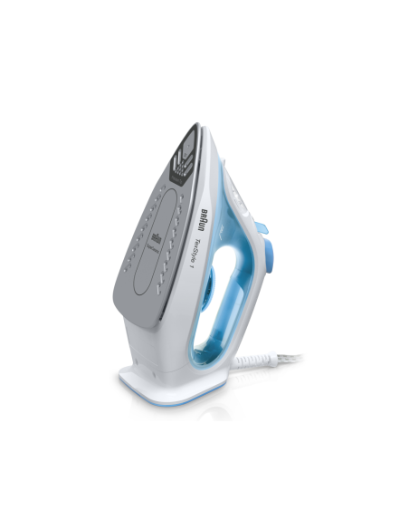 Braun TexStyle 1 SI1050BL Plancha a vapor Suela de cerámica 2000 W Azul, Blanco