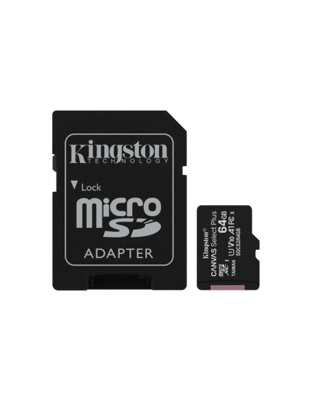Kingston Technology Canvas Select Tarjeta micSDHC Plus 100R A1 C10 de 64 GB + ADP