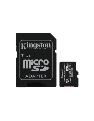 Kingston Technology Canvas Select Tarjeta micSDXC Plus 100R A1 C10 de 128 GB + ADP