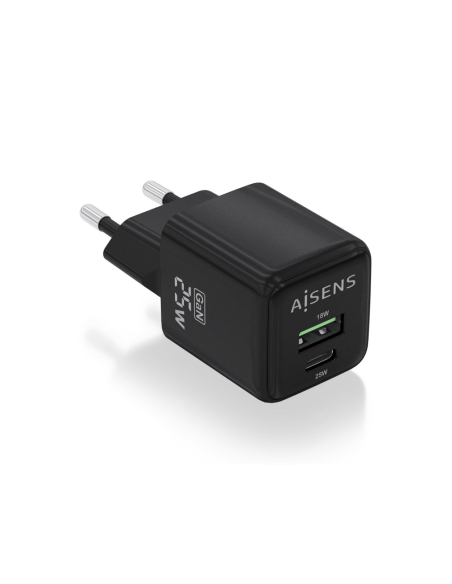AISENS ASCH-25W2P015-BK cargador de dispositivo móvil Universal Corriente alterna Carga rápida Interior