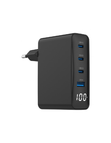 Gembird TA-UC-PDQC100LCD-01-BK cargador de dispositivo móvil Portátil, Smartphone Negro Corriente alterna Carga rápida Interior