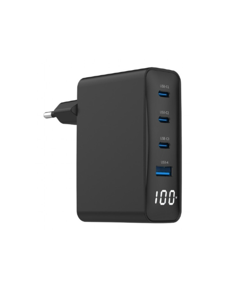 Gembird TA-UC-PDQC100LCD-01-BK cargador de dispositivo móvil Portátil, Smartphone Negro Corriente alterna Carga rápida Interior