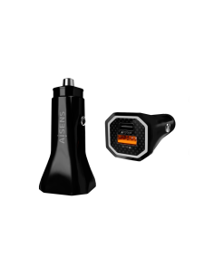 AISENS Cargador de Coche 38W,1XUSB-C PD3.0 20W,1XUSB-A QC3.0 18W, Negro