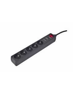 Gembird SPG5-C-10 limitador de tensión Negro 5 salidas AC 250 V 3 m