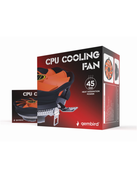 Gembird CPU-HURACAN-X30 sistema de refrigeración para ordenador Procesador Refrigerador de aire 12 cm Negro, Naranja