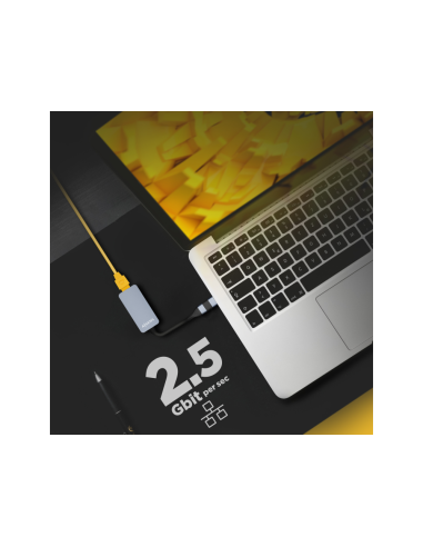 AISENS Conversor USB3.2 Gen1 USB-A+USB-C a Ethernet 2.5G 10/100/1000/2500 Mbps, Gris, 15cm