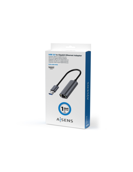 AISENS Conversor USB 3.0 A Ethernet Gigabit 10/100/1000 Mbps, Gris, 15cm