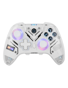 Krom NXKROMKRYSTAL mando y volante Transparente, Blanco Bluetooth/USB Gamepad Analógico/Digital Android, Nintendo Switch, Ninten