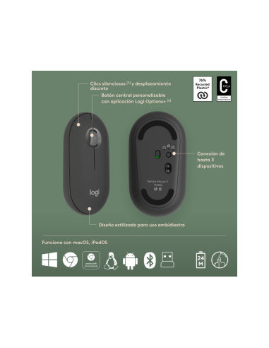 Logitech 920-012227 teclado Ratón incluido Universal RF Wireless + Bluetooth QWERTY Español Grafito