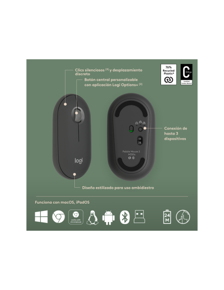 Logitech 920-012227 teclado Ratón incluido Universal RF Wireless + Bluetooth QWERTY Español Grafito