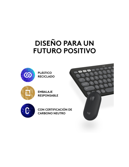 Logitech 920-012227 teclado Ratón incluido Universal RF Wireless + Bluetooth QWERTY Español Grafito