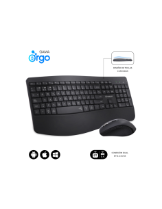 SUBBLIM SUBKBC-DCOPW2 teclado Ratón incluido Hogar / Oficina RF Wireless + Bluetooth QWERTY Español Negro