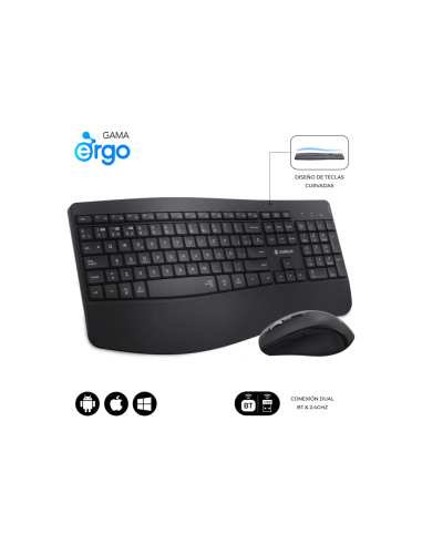 SUBBLIM SUBKBC-DCOPW2 teclado Ratón incluido Hogar / Oficina RF Wireless + Bluetooth QWERTY Español Negro