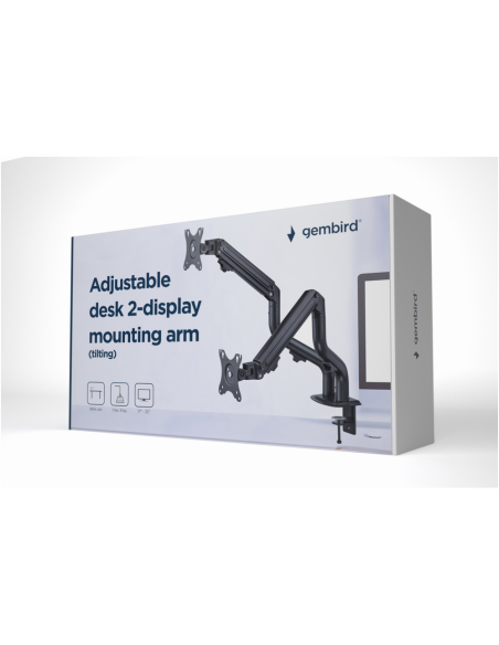 Gembird MA-DA2-02 soporte para monitor 81,3 cm (32") Escritorio Negro