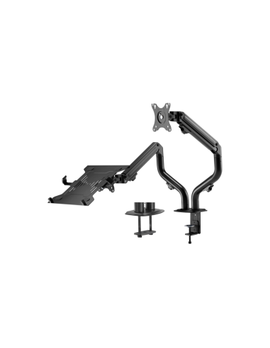 AISENS Soporte de Mesa Contrapeso Giratorio e Inclinable para Portatil y Monitor/TV 8Kg de 17-32, Negro