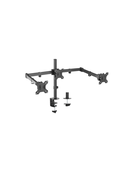 AISENS Soporte De Mesa Eco Giratorio E Inclinable Para 3 Monitores 7kg (3 Pivotes, 2 Brazos) De 13-27, Negro