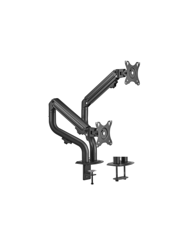 AISENS Soporte de Mesa ECO Contrapeso Giratorio e Inclinable para Monitor/TV 8Kg (3 Pivotes, 2 Brazos) de 17-32, Negro