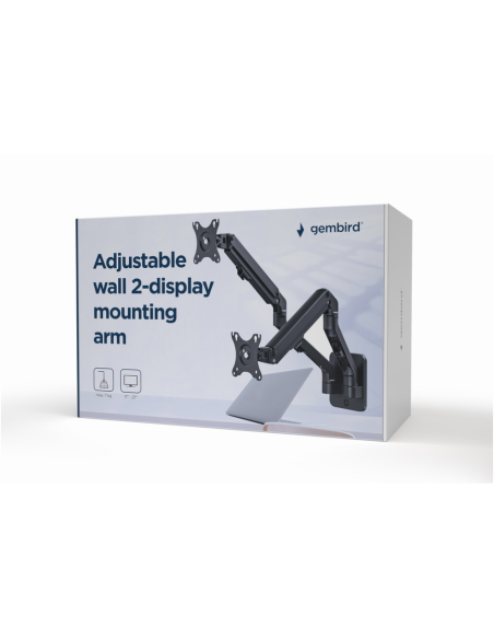 Gembird MA-WA2-01 soporte para monitor 68,6 cm (27") Pared Negro