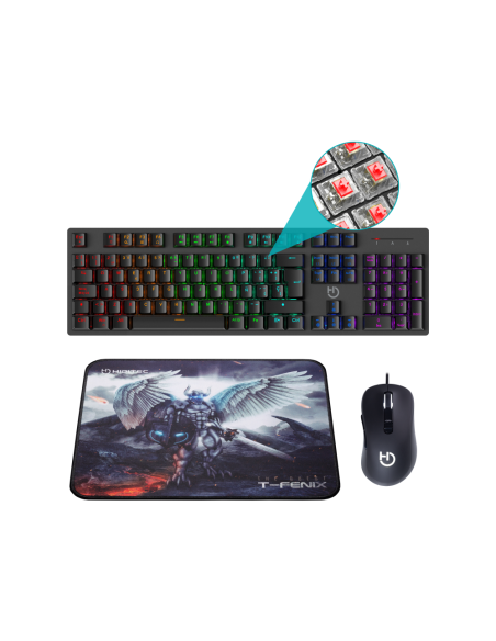 Hiditec Teclado Mecánico GK400 + Ratón Gaming Blitz + Alfombrilla T-Fenix