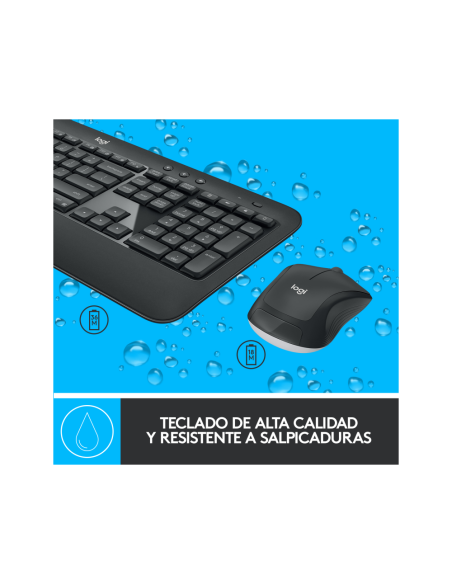 Logitech 920-008680 teclado Ratón incluido Universal RF inalámbrico QWERTY Español Negro, Blanco