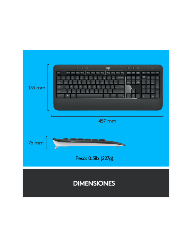 Logitech 920-008680 teclado Ratón incluido Universal RF inalámbrico QWERTY Español Negro, Blanco
