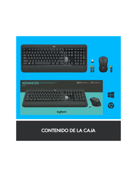 Logitech 920-008680 teclado Ratón incluido Universal RF inalámbrico QWERTY Español Negro, Blanco